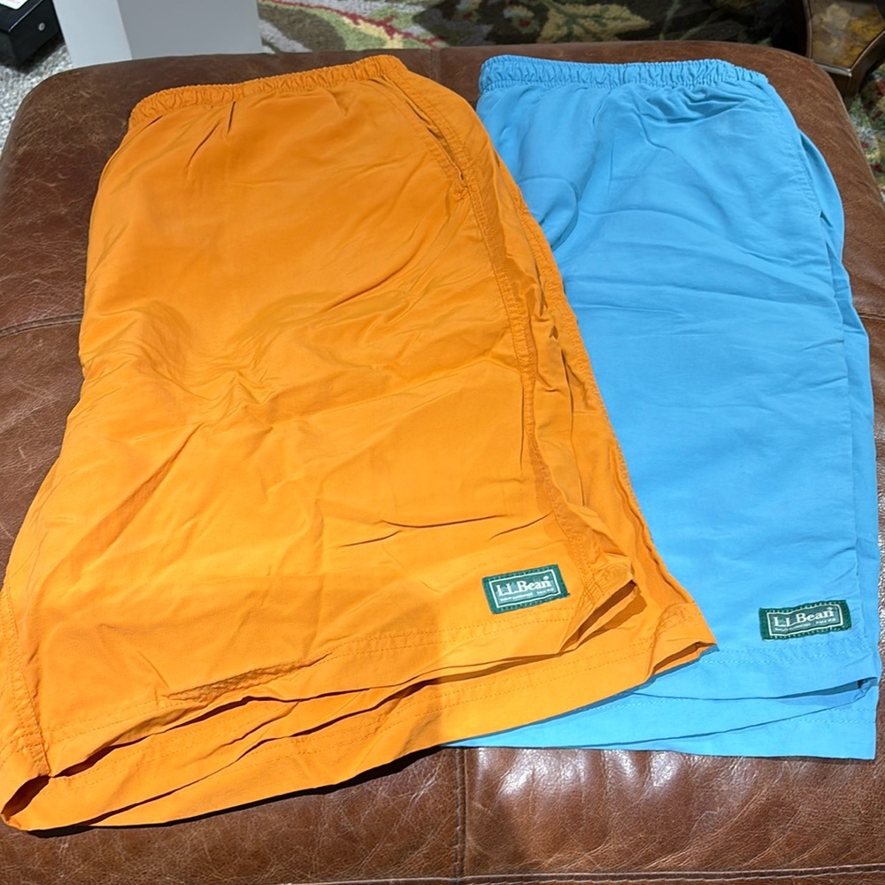 LL Bean XXL 2XL Men’s  Swim Trunks 2 pair 1 price orange and baby blue